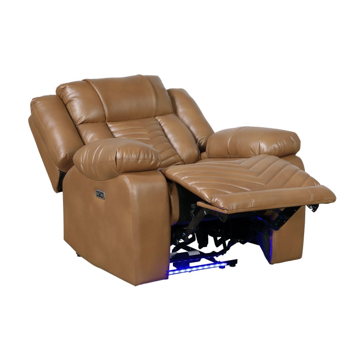 8457BRW-1PW Power Reclining Chair with LED and Charging Ports - 8457BRW-1PW