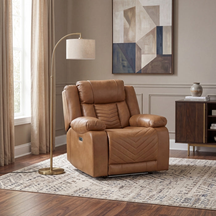 8457BRW-1PW Power Reclining Chair with LED and Charging Ports - 8457BRW-1PW