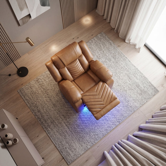 8457BRW-1PW Power Reclining Chair with LED and Charging Ports - 8457BRW-1PW