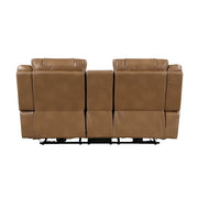 8457BRW-2PW Power Double Reclining Love Seat with Center Console, Wireless Speakers, LED and Charging Ports - 8457BRW-2PW