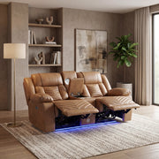 8457BRW-2PW Power Double Reclining Love Seat with Center Console, Wireless Speakers, LED and Charging Ports - 8457BRW-2PW