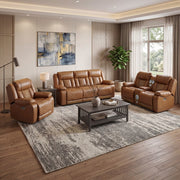 8457BRW-2PW Power Double Reclining Love Seat with Center Console, Wireless Speakers, LED and Charging Ports - 8457BRW-2PW