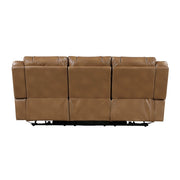 8457BRW-3PW Power Double Reclining Sofa with Center Drop-Down Cup Holders, Wireless Charger, Magazine Bag, LED and Charging Ports - 8457BRW-3PW