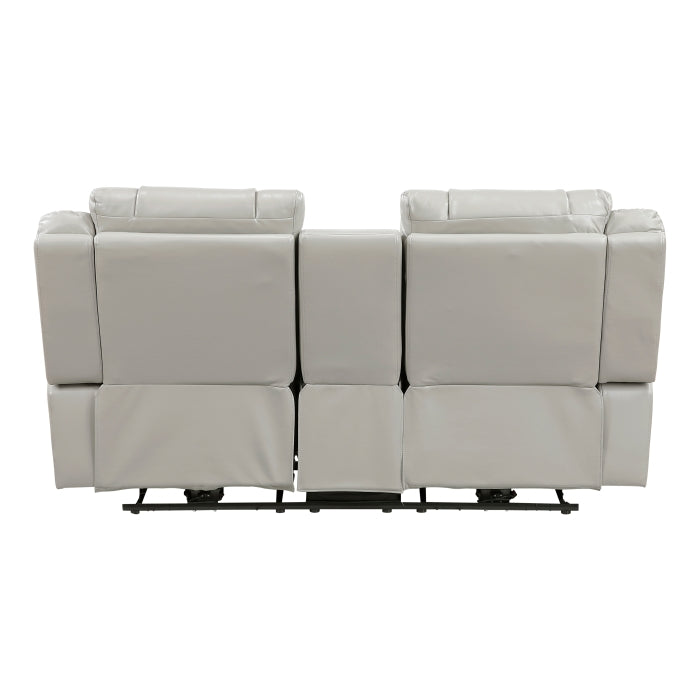8457GRY-2PW Power Double Reclining Love Seat with Center Console, Wireless Speakers, LED and Charging Ports - 8457GRY-2PW
