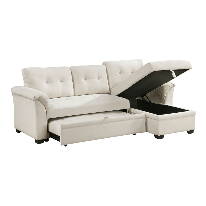 8477BEG*SC (3)2-Piece Reversible Sectional with Pull-out Bed, Reversible Chaise and Hidden Storage - 8477BEG*SC