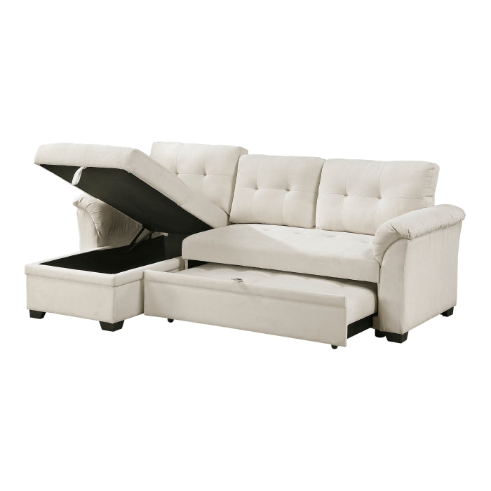 8477BEG*SC (3)2-Piece Reversible Sectional with Pull-out Bed, Reversible Chaise and Hidden Storage - 8477BEG*SC