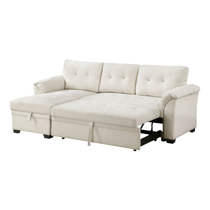 8477BEG*SC (3)2-Piece Reversible Sectional with Pull-out Bed, Reversible Chaise and Hidden Storage - 8477BEG*SC