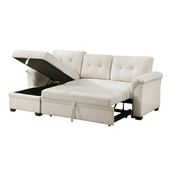 8477BEG*SC (3)2-Piece Reversible Sectional with Pull-out Bed, Reversible Chaise and Hidden Storage - 8477BEG*SC