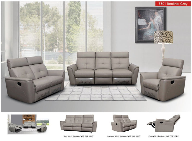 8501 Light Grey W/Manual Recliners Set - DMV FurnitureLiving Room Set