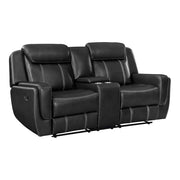 8516BK-2 Double Reclining Love Seat with Center Console, Receptacles and USB Ports - 8516BK-2