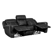 8516BK-3 Double Reclining Sofa with Center Drop-Down Cup Holders,Storage Pouch, Receptacles and USB Ports - 8516BK-3