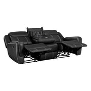 8516BK-3 Double Reclining Sofa with Center Drop-Down Cup Holders,Storage Pouch, Receptacles and USB Ports - 8516BK-3