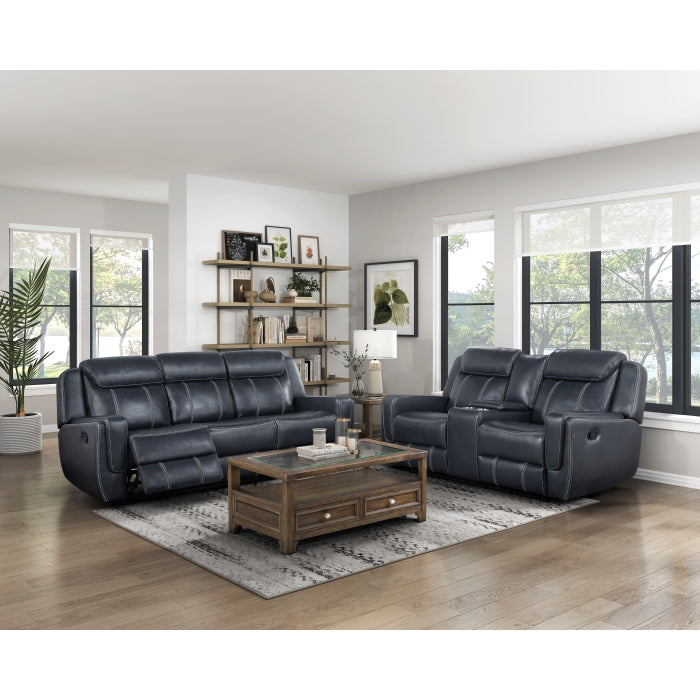 8516BU-2 Double Reclining Love Seat with Center Console, Receptacles and USB Ports - 8516BU-2