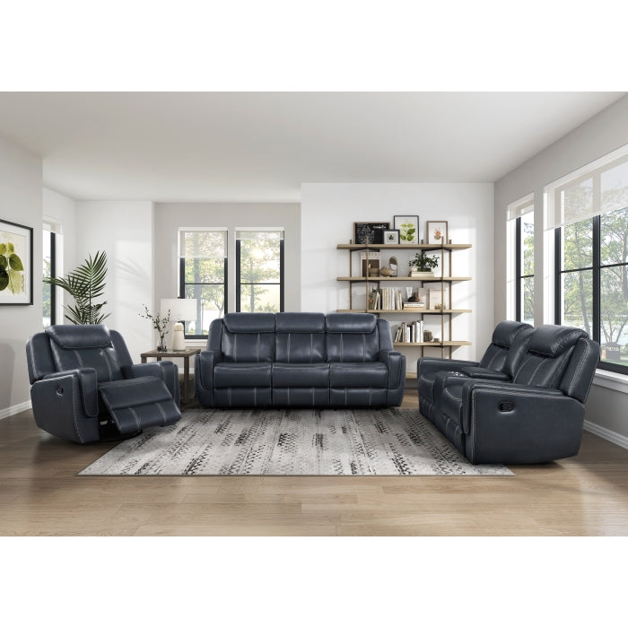 8516BU-2 Double Reclining Love Seat with Center Console, Receptacles and USB Ports - 8516BU-2