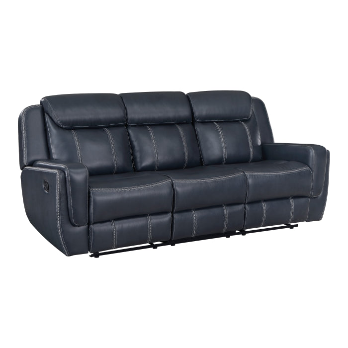 8516BU-3 Double Reclining Sofa with Center Drop-Down Cup Holders,Storage Pouch, Receptacles and USB Ports - 8516BU-3