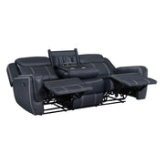 8516BU-3 Double Reclining Sofa with Center Drop-Down Cup Holders,Storage Pouch, Receptacles and USB Ports - 8516BU-3
