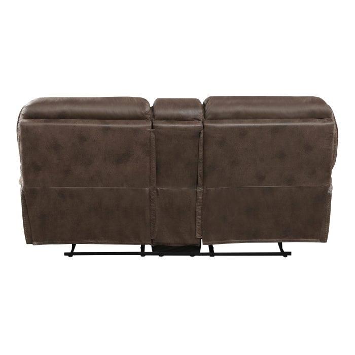 8517BRW-2 Double Reclining Love Seat with Center Console - 8517BRW-2