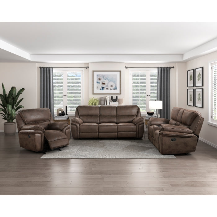 8517BRW-2 Double Reclining Love Seat with Center Console - 8517BRW-2