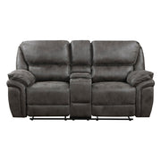 8517GRY-2 Double Reclining Love Seat with Center Console - 8517GRY-2