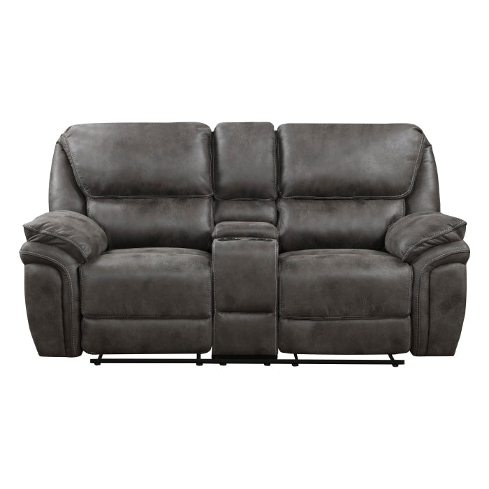 8517GRY-2 Double Reclining Love Seat with Center Console - 8517GRY-2