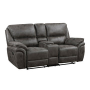 8517GRY-2 Double Reclining Love Seat with Center Console - 8517GRY-2