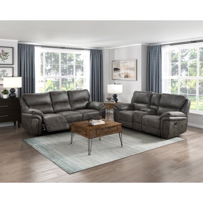 8517GRY-2 Double Reclining Love Seat with Center Console - 8517GRY-2