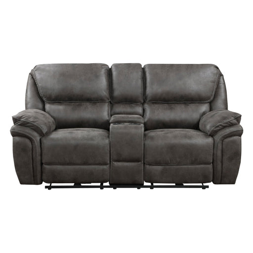 8517GRY-2PW Power Double Reclining Love Seat with Center Console - 8517GRY-2PW