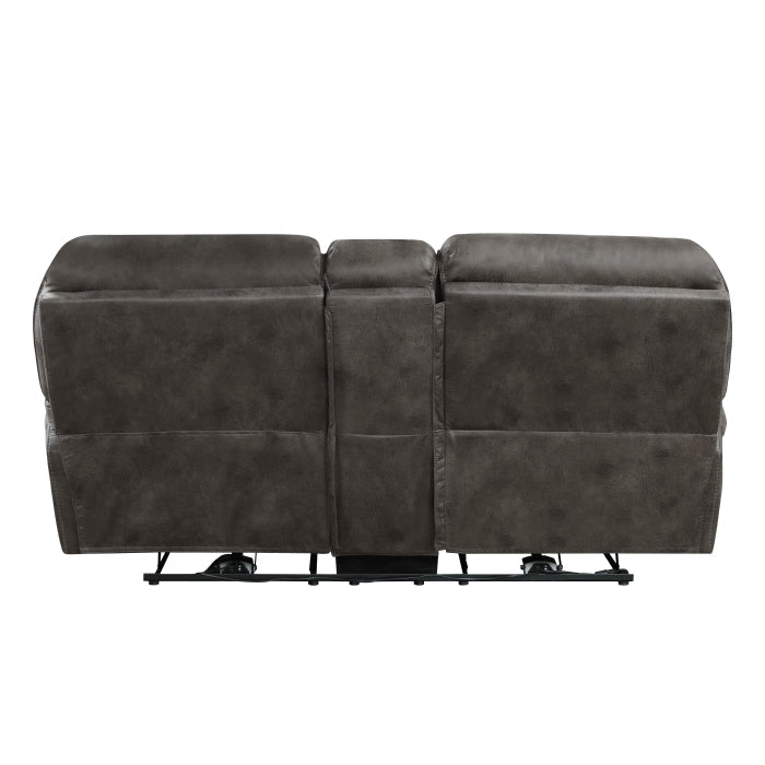 8517GRY-2PW Power Double Reclining Love Seat with Center Console - 8517GRY-2PW