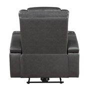 8522GRY-1PW Power Reclining Chair with Wireless Charger, Cooling Cup-Holder, Storage Arms, Wireless Speakers, LED Light and USB port - 8522GRY-1PW