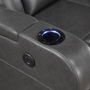 8522GRY-1PW Power Reclining Chair with Wireless Charger, Cooling Cup-Holder, Storage Arms, Wireless Speakers, LED Light and USB port - 8522GRY-1PW
