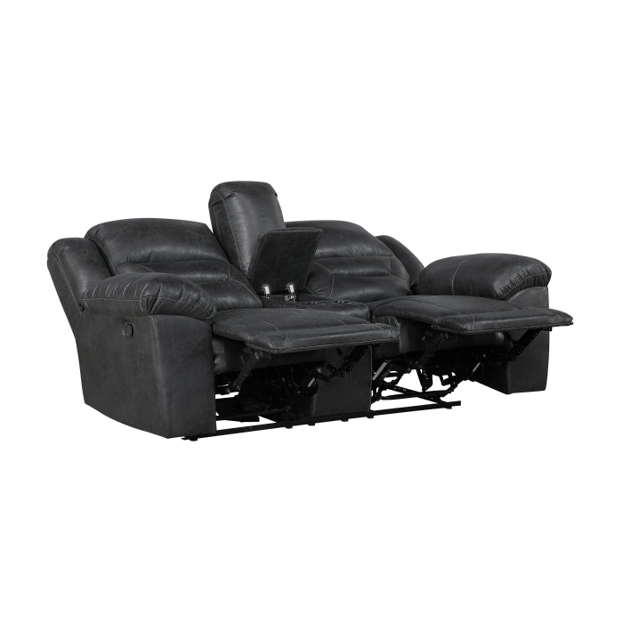 8538BK-2 Double Reclining Love Seat with Center Console - 8538BK-2