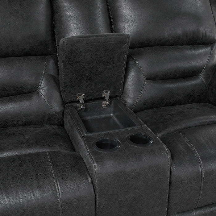 8538BK-2 Double Reclining Love Seat with Center Console - 8538BK-2