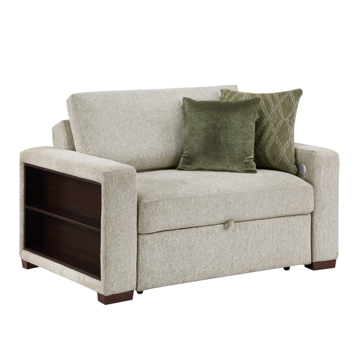 8548-215ACLA2* (2)Convertible Chair and Half with Pull-out Bed, Click Motion Back, Two Arms with Shelves and Charging Ports - 8548-215ACLA2*