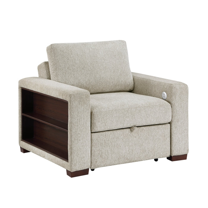 8548-2ACCLA2* (2)Convertible Chair with Pull-out Bed, Click Motion Back, Two Arms with Shelves and Charging Ports - 8548-2ACCLA2*