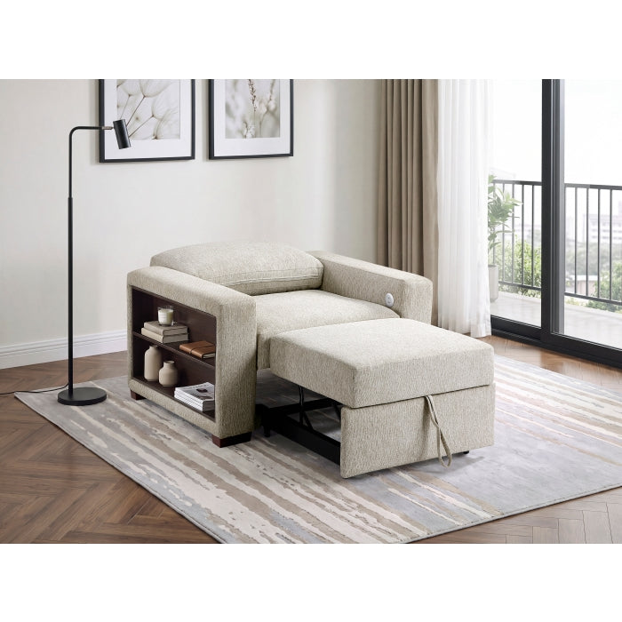 8548-2ACCLA2* (2)Convertible Chair with Pull-out Bed, Click Motion Back, Two Arms with Shelves and Charging Ports - 8548-2ACCLA2*