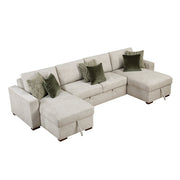 8548*42VC2ACLA (4)3-Piece Sectional with Reversible Chaises, Pull-out Bed and Hidden Storage, Click Motion Back - 8548*42VC2ACLA