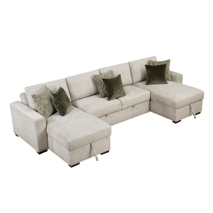 8548*42VC2ACLA (4)3-Piece Sectional with Reversible Chaises, Pull-out Bed and Hidden Storage, Click Motion Back - 8548*42VC2ACLA