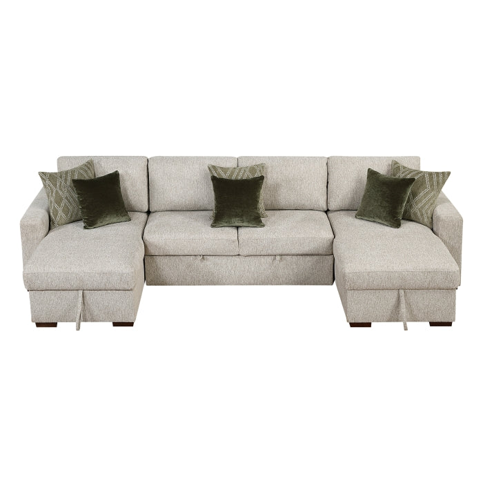 8548*42VC2ACLA (4)3-Piece Sectional with Reversible Chaises, Pull-out Bed and Hidden Storage, Click Motion Back - 8548*42VC2ACLA