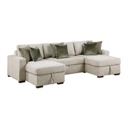 8548*4VC15ACLA (4)3-Piece Sectional with Two Reversible Chaises, Pull-out Bed, Hidden Storage, Click Motion Back and Two Track Arms - 8548*4VC15ACLA