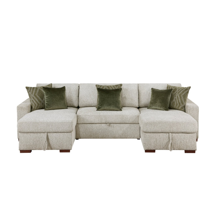 8548*4VC15ACLA (4)3-Piece Sectional with Two Reversible Chaises, Pull-out Bed, Hidden Storage, Click Motion Back and Two Track Arms - 8548*4VC15ACLA