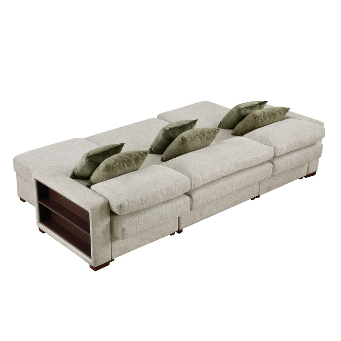 8548*4VC15ACLA2 (4)3-Piece Sectional with Two Reversible Chaises, Pull-out Bed, Hidden Storage, Click Motion Back and Two Arms with Shelves and Charging Ports - 8548*4VC15ACLA2