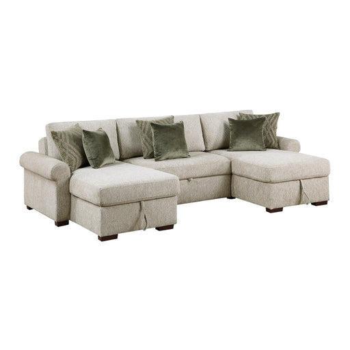 8548*4VC15ACLA4 (4)3-Piece Sectional with Two Reversible Chaises, Pull-out Bed, Hidden Storage, Click Motion Back and Two Roll Arms - 8548*4VC15ACLA4