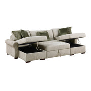 8548*4VC15ACLA4 (4)3-Piece Sectional with Two Reversible Chaises, Pull-out Bed, Hidden Storage, Click Motion Back and Two Roll Arms - 8548*4VC15ACLA4
