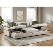 8548*4VC15ACLA4 (4)3-Piece Sectional with Two Reversible Chaises, Pull-out Bed, Hidden Storage, Click Motion Back and Two Roll Arms - 8548*4VC15ACLA4