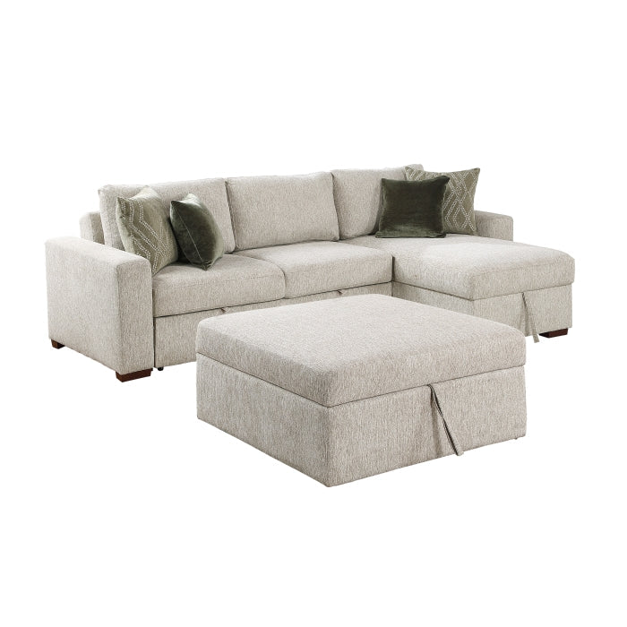 8548*4VC2ACLAOT (4)3-Piece Sectional with Reversible Chaise, Pull-out Bed, Hidden Storage and Ottoman, Click Motion Back - 8548*4VC2ACLAOT