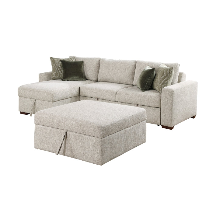 8548*4VC2ACLAOT (4)3-Piece Sectional with Reversible Chaise, Pull-out Bed, Hidden Storage and Ottoman, Click Motion Back - 8548*4VC2ACLAOT