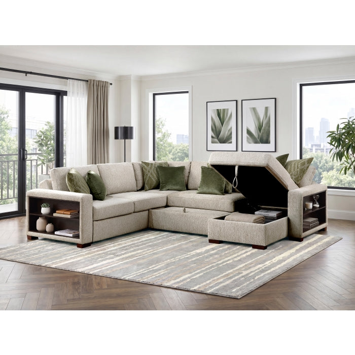 8548*5SC15ACLA2 (5)4-Piece Sectional with Reversible Chaise, Pull-out Bed, Hidden Storage and Click Motion Back - 8548*5SC15ACLA2