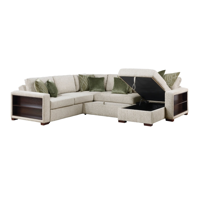 8548*5SC15ACLA2 (5)4-Piece Sectional with Reversible Chaise, Pull-out Bed, Hidden Storage and Click Motion Back - 8548*5SC15ACLA2