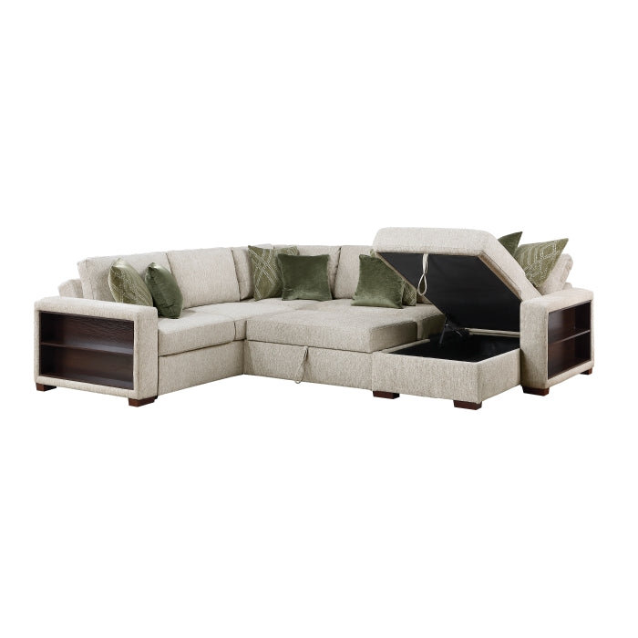 8548*5SC15ACLA2 (5)4-Piece Sectional with Reversible Chaise, Pull-out Bed, Hidden Storage and Click Motion Back - 8548*5SC15ACLA2