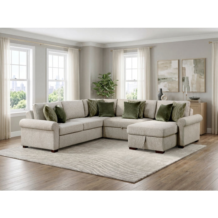 8548*5SC15ACLA4 (5)4-Piece Sectional with Reversible Chaise, Pull-out Bed, Hidden Storage and Click Motion Back - 8548*5SC15ACLA4